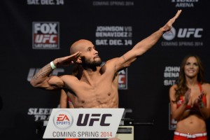 Demetrious Johnson poses UFC on Fox 9 weigh-ins