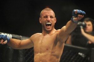 Tarec Saffiedine celebrates beating Nate Marquardt for the Strikeforce Welterweight Championship