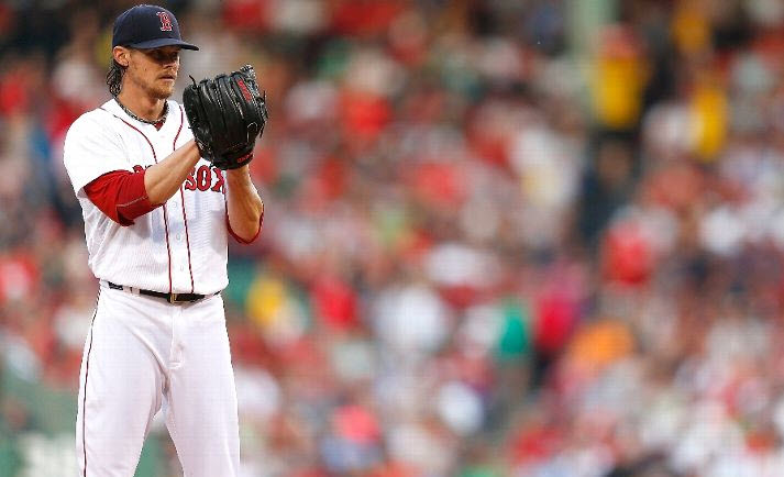 Boston Red Sox's Clay Bucholz pitches against the Detroit Tigers in the first inning of a baseball game, Thursday, Aug. 13, 2009, in Boston. (AP Photo/Michael Dwyer)