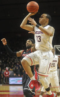 UConn's Shabazz Napier shoots a floater against Rutgers Saturday at the Rutgers Athletic Center. 