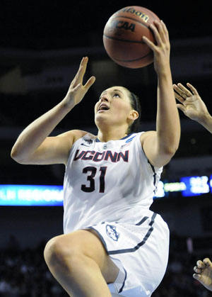 UConn center Stefanie Dolson drives to the basket.