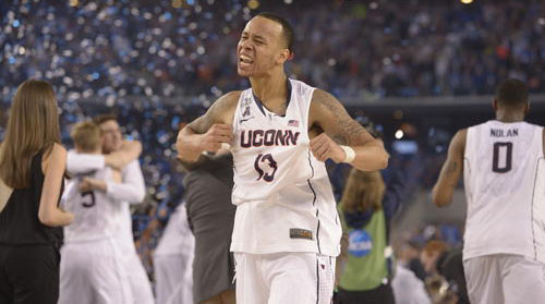  UConn guard Shabazz Napier reacts after the game. 