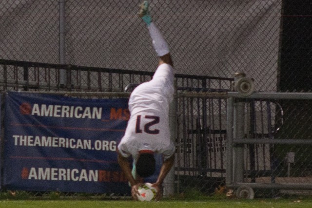 UConn Huskies men's soccer player Nick Zuniga executes a flip throw-in against the Yale Bulldogs on October 28, 2014.