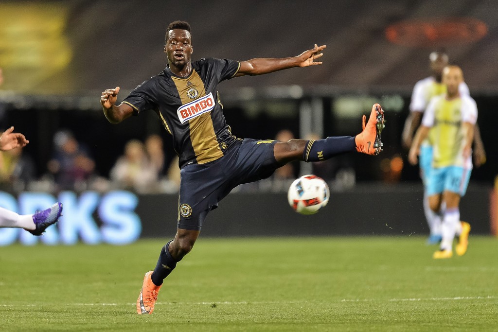 COLUMBUS, OH - MARCH 12: C.J. Sapong #17 of the Philadelphia Union controls the ball against the Columbus Crew SC on March 12, 2016 at MAPFRE Stadium in Columbus, Ohio. (Photo by Jamie Sabau/Getty Images)
