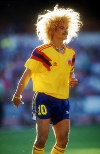 1990: CARLOS VALDERRAMA OF COLOMBIA DURING THE 1990 WORLD CUP IN ITALY. Mandatory Credit: David Cannon/ALLSPORT