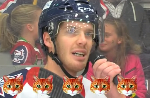 Video: ECHL player meows 7 times in an interview