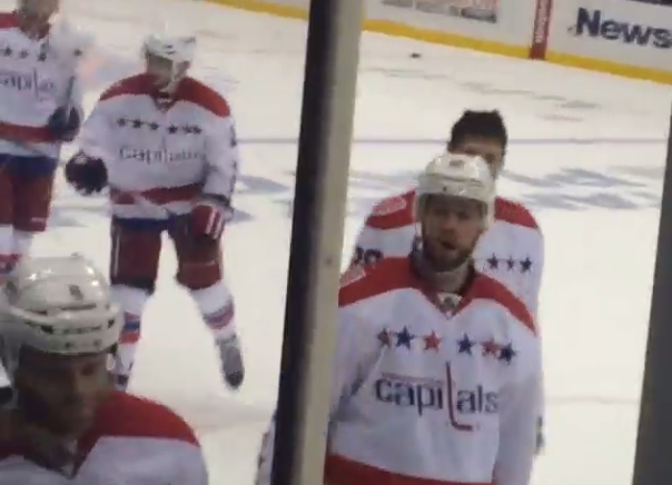 Video: Matt Niskanen hits a beer bottle back into the stands